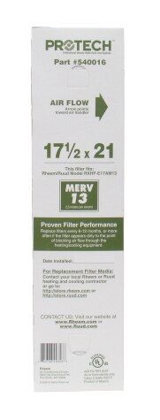 Rheem 540016S - Media Replacement Filter - 17-1/2 x 21 x 5 in., MERV 13