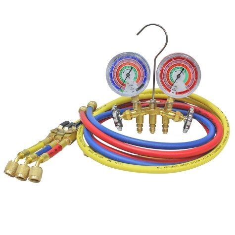 Rheem 59261 - Manifold - Brass 2-Way - R-22/R-404A/R-410A (w/Premium Hoses & Ball Valves - 5 ft.)