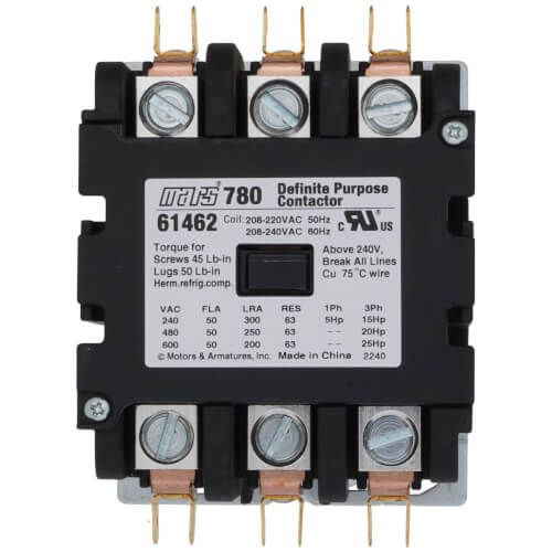 Mars 61462 - 3 Pole DP Contactor w/ Box Lug Termination (50A, 208-240V)