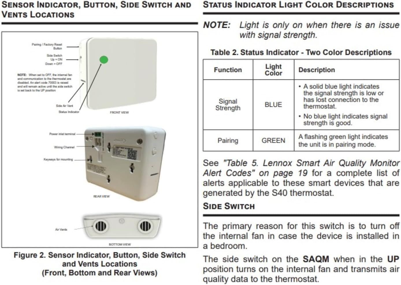 Lennox 21P02 - Smart Air Quality Monitor - Indoor Air Quality Monitor with Real-Time Ventilation, Purification, and Filtration Control