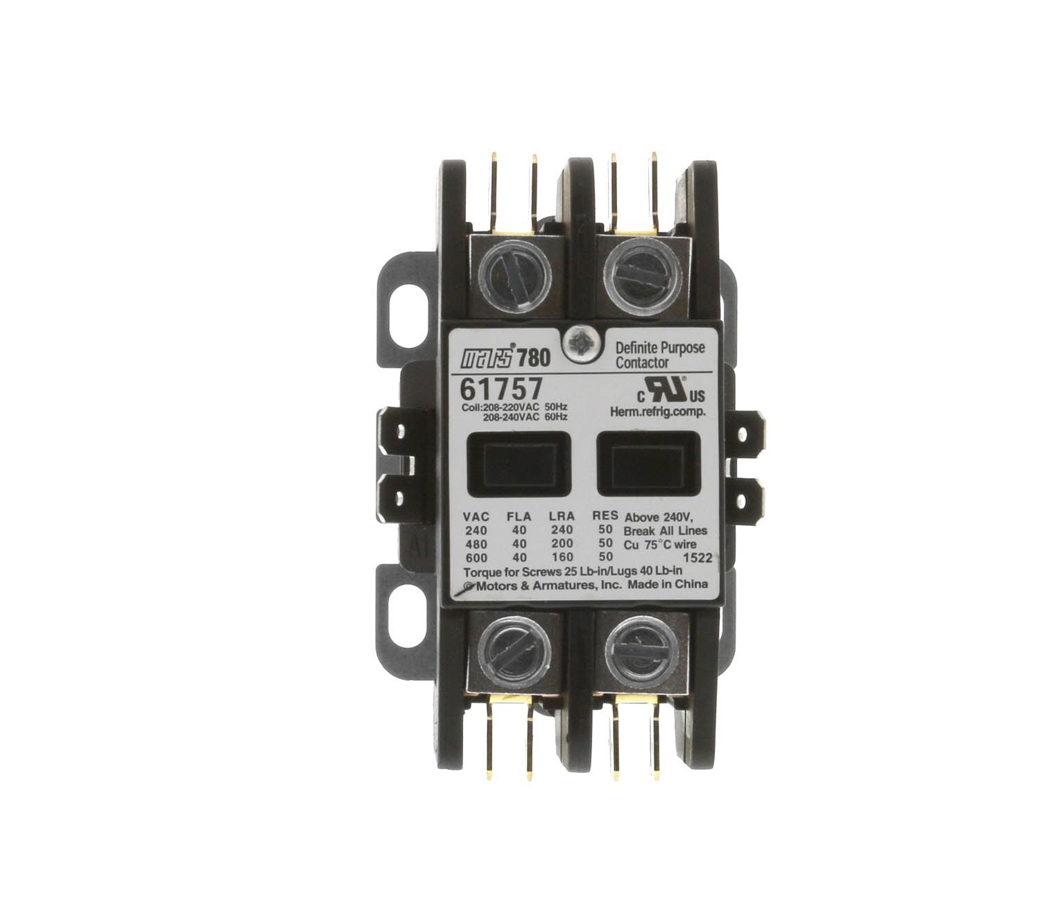 Mars 61757 - 2 Pole Definite-Purpose Contactor w/ Box Lug Termination (40A, 208-240V)