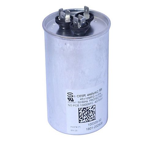 Lennox 63W61 - ( 100335-50 ) 40/10 MFD Dual Run Capacitor, 440 VAC, Round
