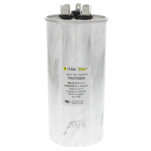 Titan Pro TRCFD805 - 80/5 MFD Round Dual Motor Run Capacitor (440/370V)