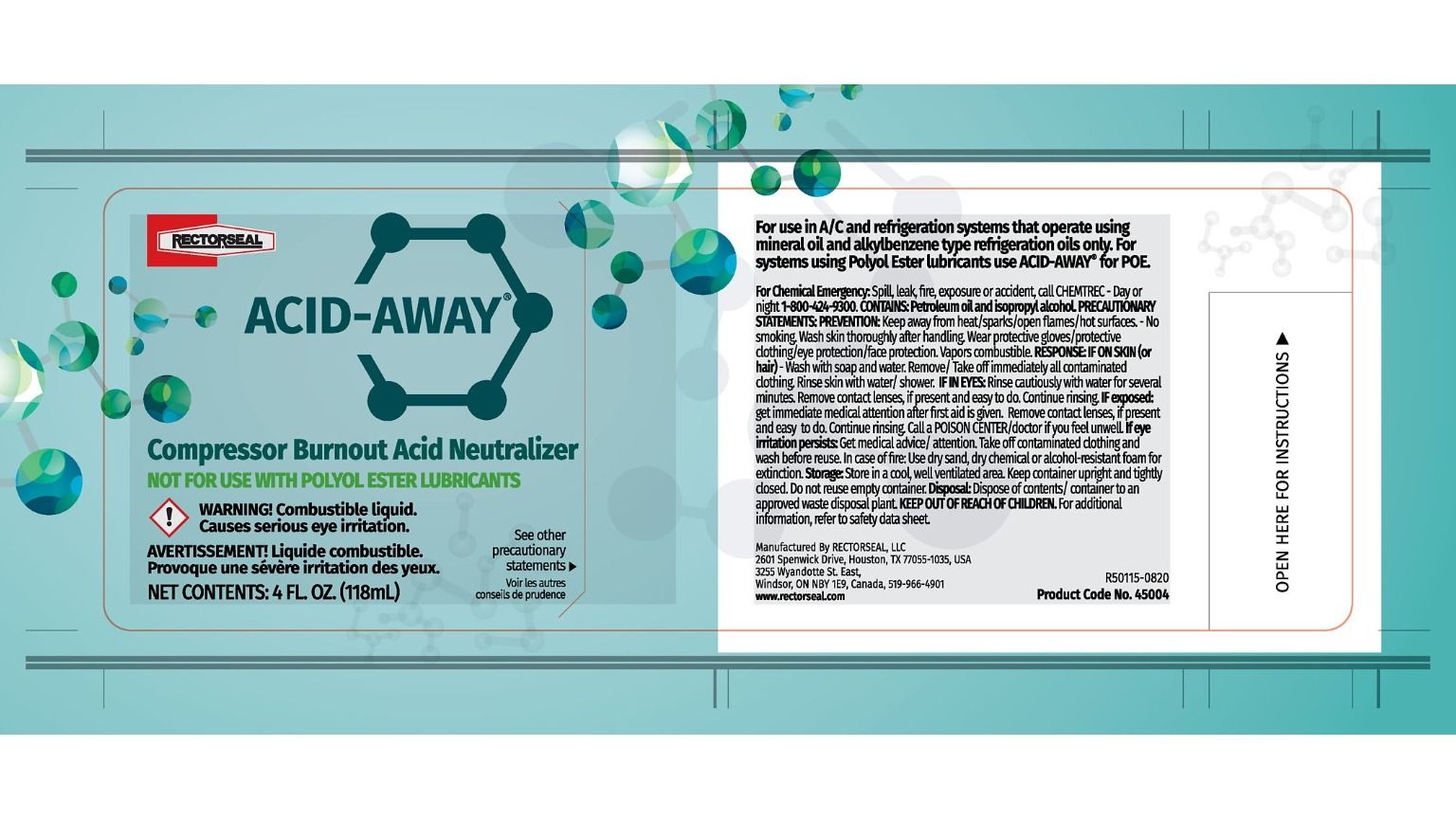 Acid-Away 45004, Compressor Burnout Acid Neutralizer, 4 Ounce Bottle