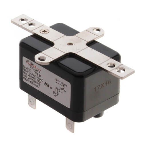 White Rodgers 90-293Q - Fan Relay, Type 84, 24 VAC Coil, SPDT. Coil Data: 90 Ohms DC Resistance, 125 mA (Nominal), 3 VA (Nominal), 4 VA (Inrush)