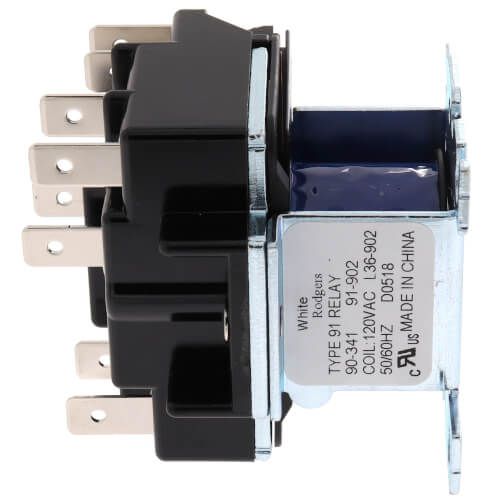 White Rodgers 90-341 - 2 Pole, Type 91, 115/120 VAC Coil, DPDT, 2 Sets Of Power Rated Contacts. 420 Ohms DC Resistance, 66 mA