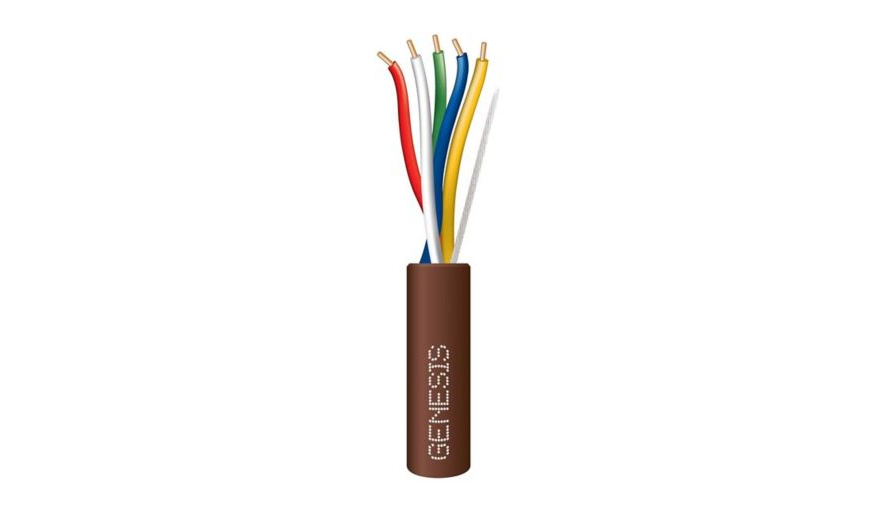 Honeywell Genesis 47130307, 18/5 AWG Thermostat Cable, Solid, Copper, CL2, 250 FT Reel, Brown Jacket