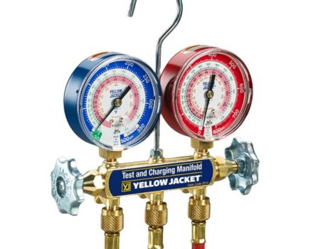 Lennox 27X56 – Yellow Jacket Series 41 Manifold Gauge Set for R32, R454B & R410A, 3-1/8″ (80mm) Gauges, A2L Compatible HVAC Service Tool