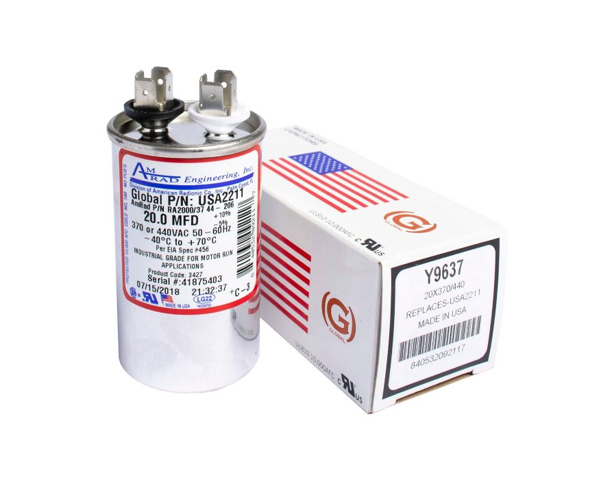 LennoxY9637 - AmRad USA2211, Run Capacitor, 20 MFD, 440V, Round
