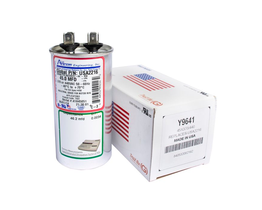 Lennox Y9641 - AmRad USA2216, Run Capacitor, 45 MFD, 440V, Round