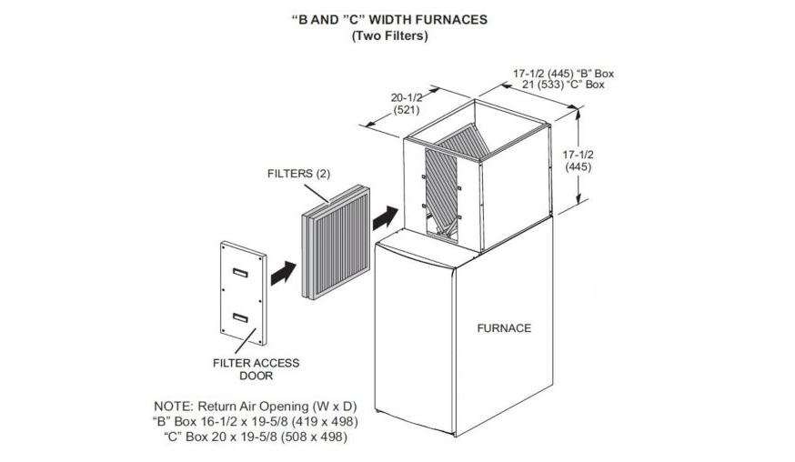 Lennox 51W07 - DFC-B, Downflow Filter Cabinet Kit For B-Width (17-1/2") Cabinets