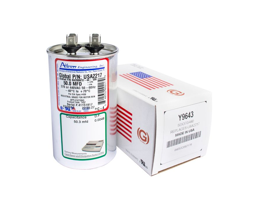 Lennox Y9643 - AmRad USA2217, Run Capacitor, 50 MFD, 440V, Round