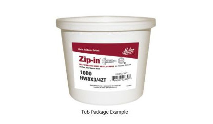 Lennox 13P55 - Malco HW8X1ZT, Zip-in Self-Piercing Sheet Metal Screws, #8 x 1", 500 Per Tub