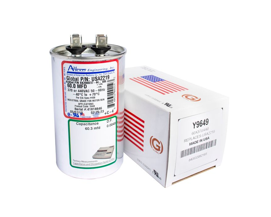 AmRad USA2219, Run Capacitor, 60 MFD, 440V, Round