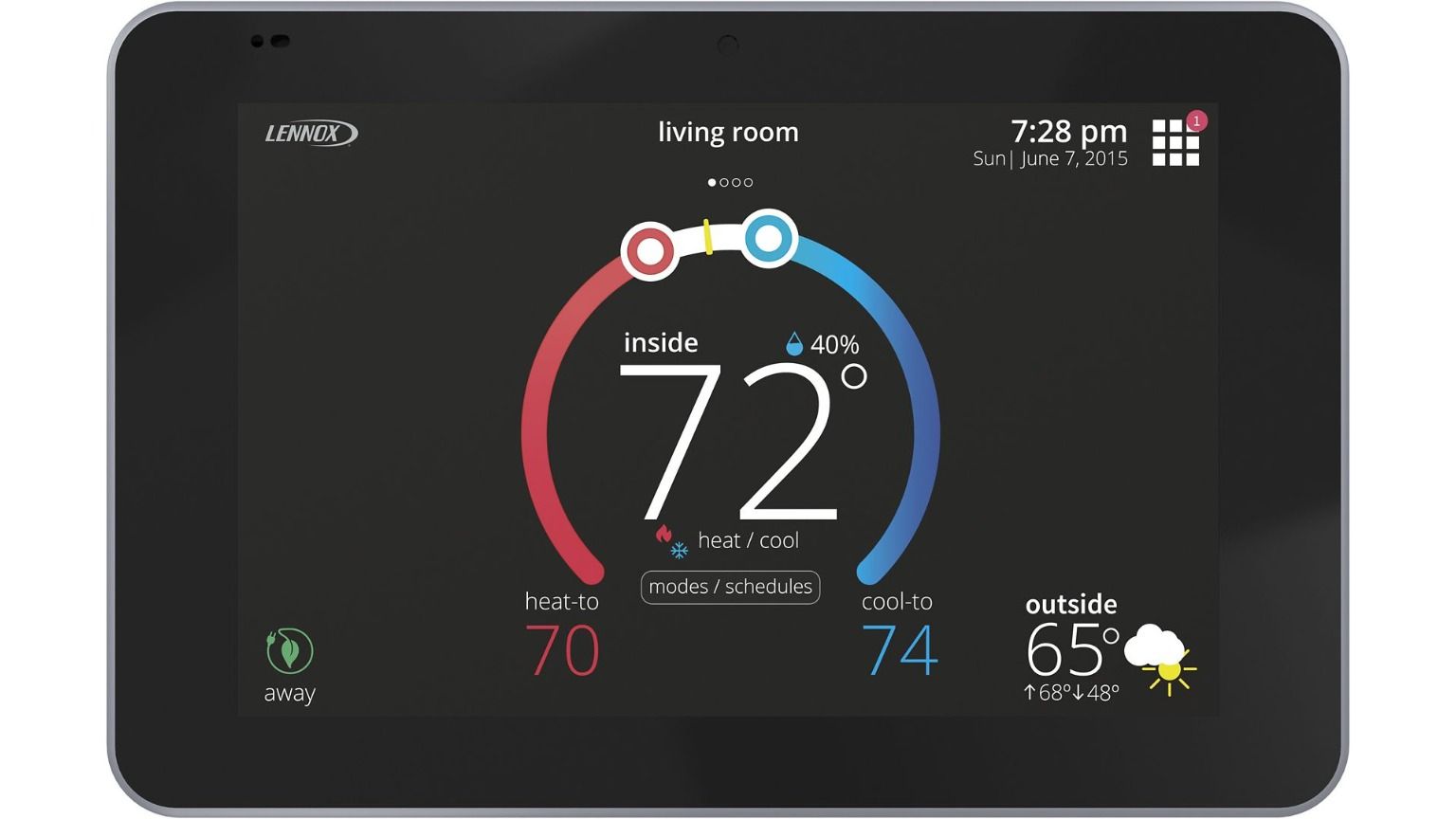 Lennox 20A65 - Lennox E30 Smart Wi-Fi Thermostat, 7" HD Color Display