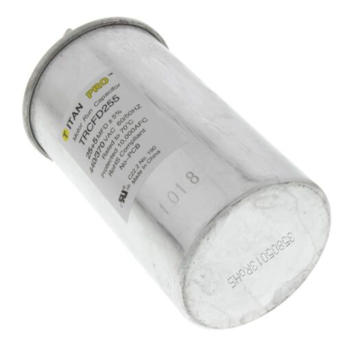 Titan Pro TRCFD255 - 25/5 MFD Round Dual Motor Run Capacitor (440/370V)