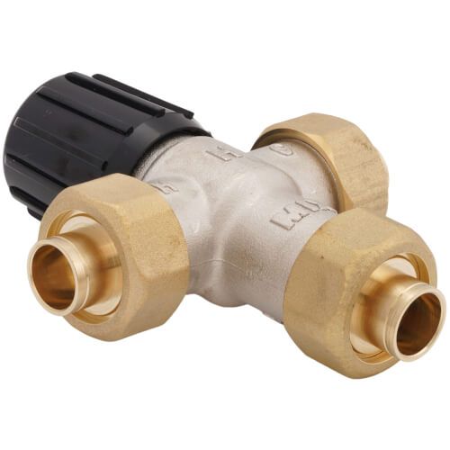 Resideo Braukmann AM100C1070-US-1LF - 1/2" Lead Free Mixing Valve, Union Sweat (70-120F)