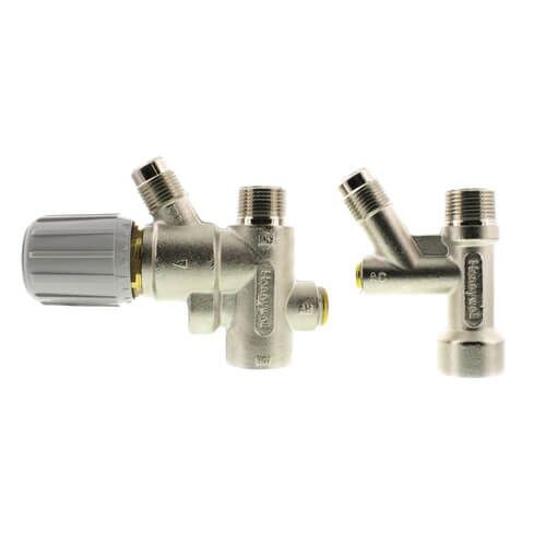 Resideo Braukmann AMX300TLF - DirectConnect Water Heater Kit w/ 3/4'' Mixing Valve, 8'' SS Corrugated Hose Connector (Lead Free)