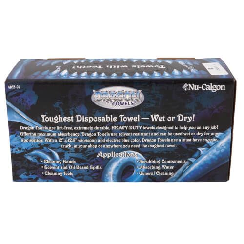 Nu-Calgon 4162-01- Dragon Towels (100-Count Box) – Durable, Lint-Free, Heavy-Duty Cleaning Towelss