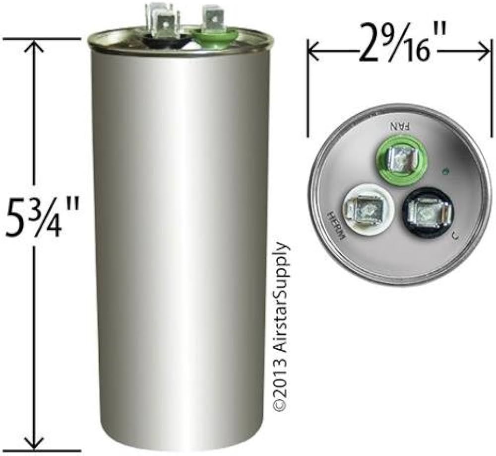 Goodman-Amana CAP050800440RTP - 80/5 MFD 440V Round Dual Run Capacitor
