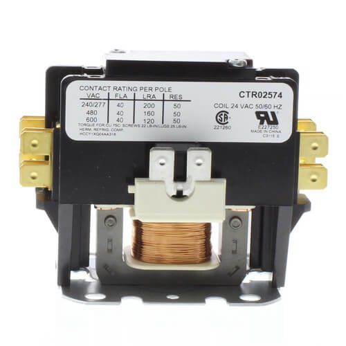 Trane CTR02574 - Contactor - 40 Amp, 1 Pole, 24V w/ Screws