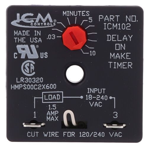 ICM Controls ICM102B - ICM102 Delay on Make Timer (.03-10 Minute Adjustable Delay)