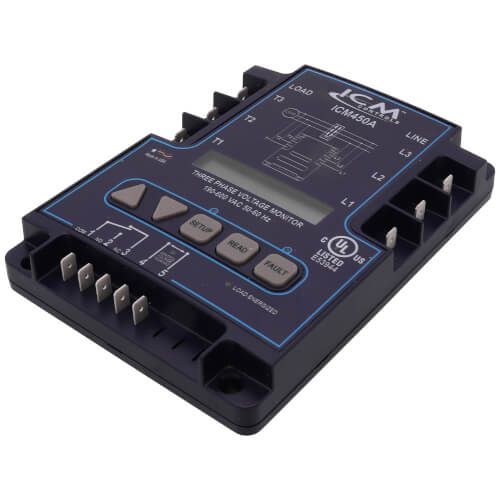 ICM Controls ICM450A - 3 Phase Line Voltage Monitor - Delay on Break Timer, 0-10 Minutes (English & Spanish)