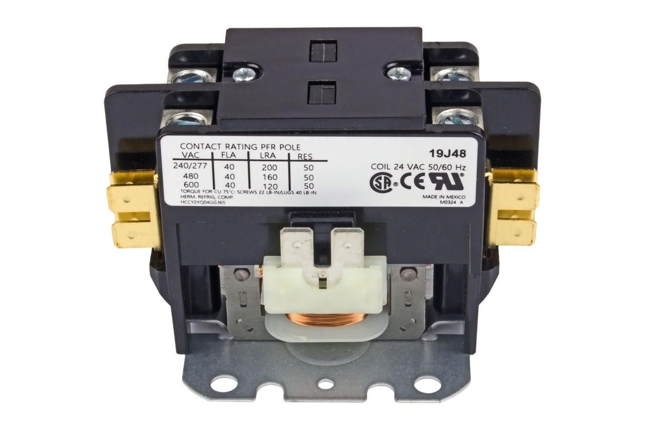 Lennox 19J48 - FirstChoice HCCY2XQ04GG, Definite Purpose Contactor, 40 Amp, 2-Pole, 24 VAC Coil