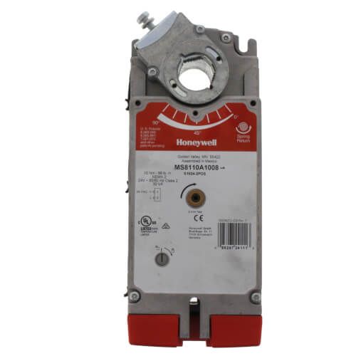 Honeywell MS8110A1008 - Two Position Damper Actuator w/ Spring Return for HVAC, 24v (88 lb-in)
