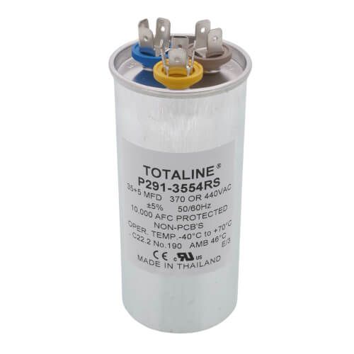 Carrier P291-3554RS - 440V Dual Round Run Capacitor, 35/5 MFD