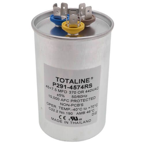 Carrier P291-4574RS - Dual Capacitor 45/7.5MFD 370/440V