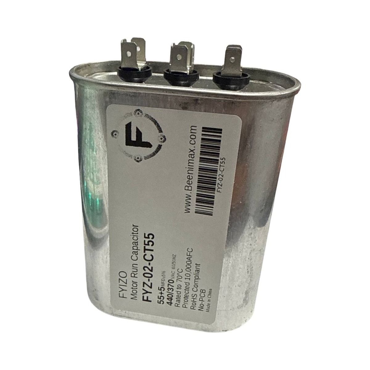 Fyizo FYZ-02-CT55 Dual-Section Oval Motor Run Capacitor – 55 µF + 5 µF, 440/370 V