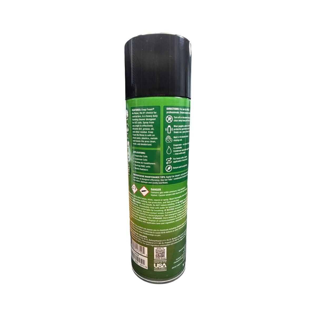 Nu-Calgon 4171-75 Evap Foam No Rinse Evaporator Coil Cleaner, 18 oz Aerosol Spray – HVAC AC Coil Cleaning Foam for Air Conditioner and Refrigeration Systems