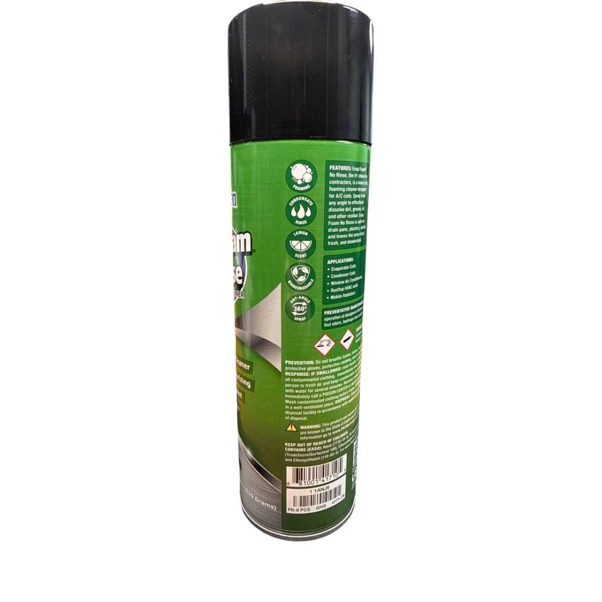 Nu-Calgon 4171-75 Evap Foam No Rinse Evaporator Coil Cleaner, 18 oz Aerosol Spray – HVAC AC Coil Cleaning Foam for Air Conditioner and Refrigeration Systems