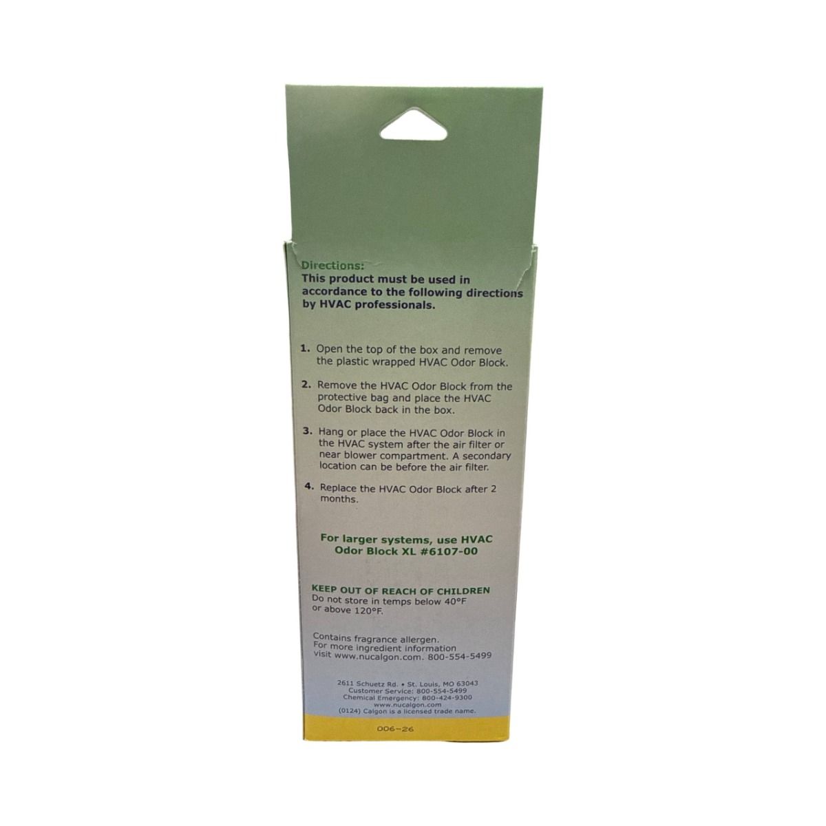 Nu-Calgon 6106-00 HVAC Odor Block, ClenAir Odor Neutralizer, Treats Up to 3 Ton Systems