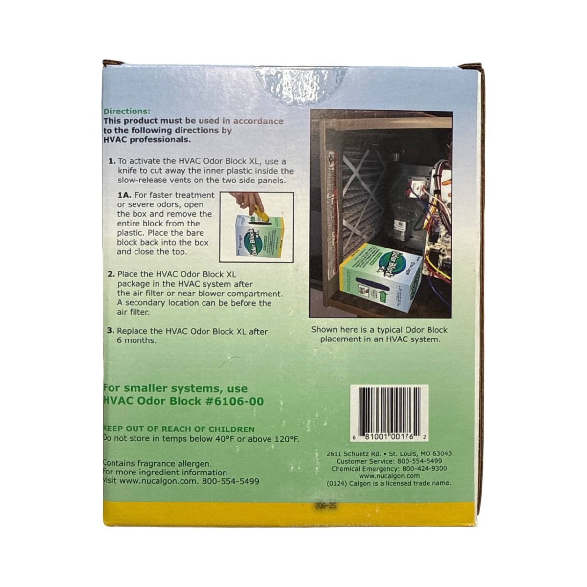 Nu-Calgon 6107-00 ClenAir HVAC Odor Block Residential XL, 4.25 lb, Treats 2,500 Sq Ft for 6 Months, Previously 61070