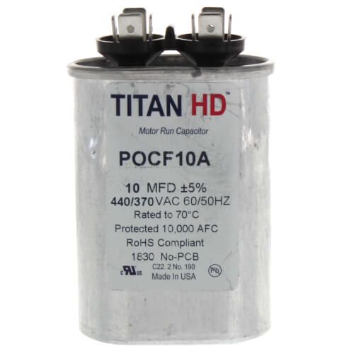 Titan HD POCF10A - 10 MFD Oval Motor Run Capacitor (440/370V)