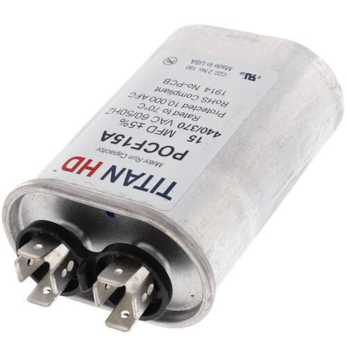 Titan HD POCF15A - 15 MFD Oval Motor Run Capacitor (440/370V)