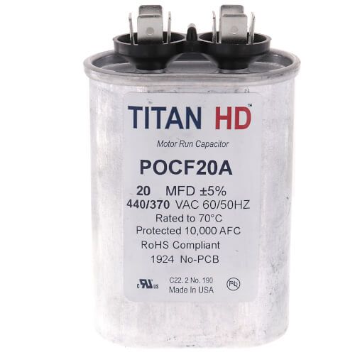 TITAN HD POCF20A - 20 MFD Oval Motor Run Capacitor (440/370V)