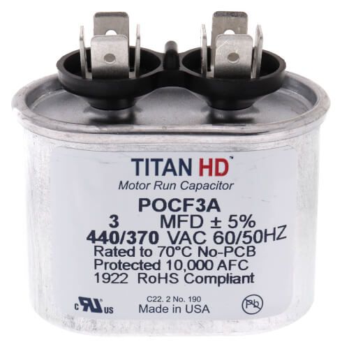 TITAN HD POCF3A - 3 MFD Oval Motor Run Capacitor (440/370V)