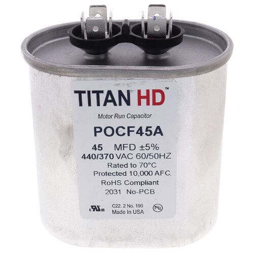 TITAN HD POCF45A - 45 MFD Oval Motor Run Capacitor (440/370V)