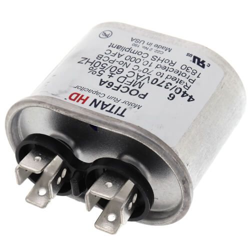 TITAN HD POCF6A - 6 MFD Oval Motor Run Capacitor (440/370V)
