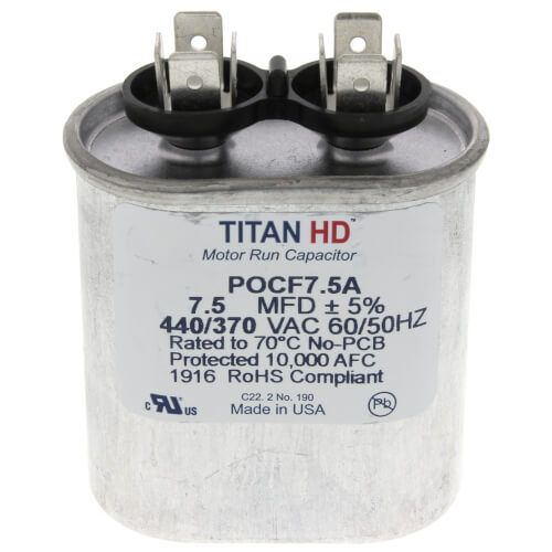 TITAN HD POCF7.5A - 7.5 MFD Oval Motor Run Capacitor (440/370V)