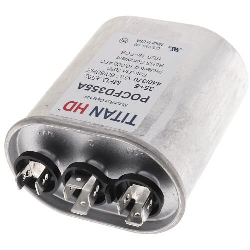 Titan HD POCFD355A - 35/5 MFD Oval Dual Motor Run Capacitor (440/370V)