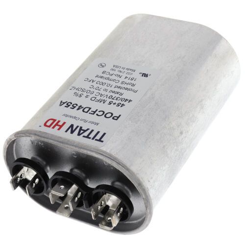 TITAN HD POCFD455A - 45/5 MFD Oval Dual Motor Run Capacitor (440/370V)