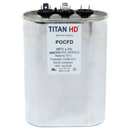 TITAN HD POCFD805A - 80/5 MFD Oval Dual Motor Run Capacitor (440/370V)