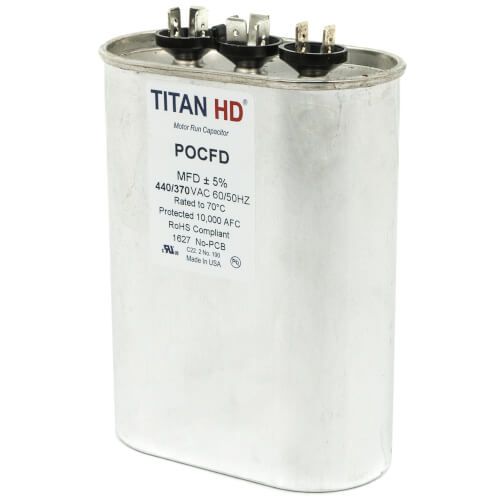 TITAN HD POCFD805A - 80/5 MFD Oval Dual Motor Run Capacitor (440/370V)