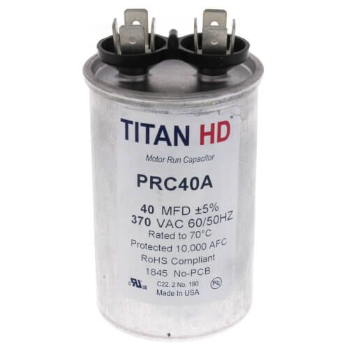 TITAN HD PRC40A - 40 MFD Round Motor Run Capacitor (370V)