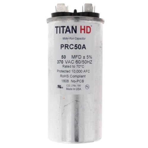 TITAN HD PRC50A - 50 MFD Round Motor Run Capacitor (370V)