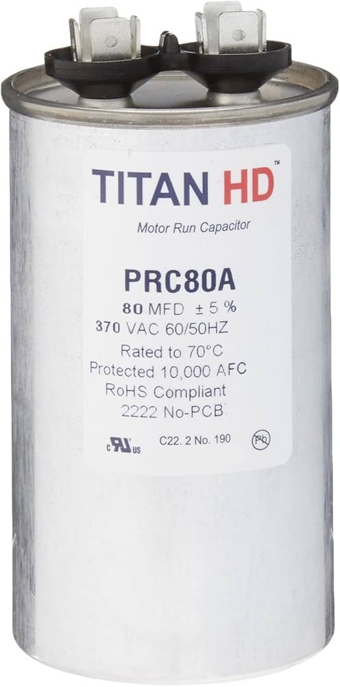 TITAN HD PRC80A - 80 MFD Round Motor Run Capacitor (370V)